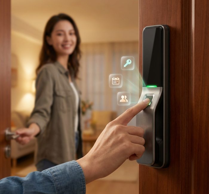 Close-up,Of,A,Premium,Smart,Door,Lock,On,A,Modern